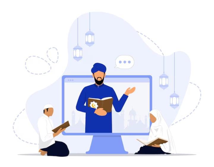 Teacher and student in online class